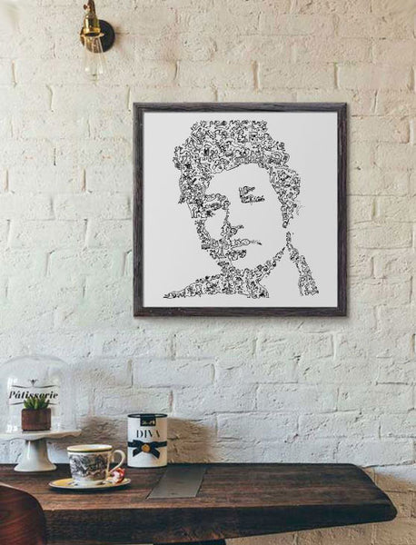 Bob Dylan art print with scribbling art