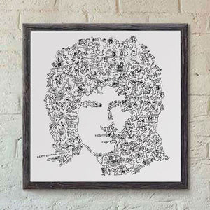 Brian May ink drawing with doodles - Queen