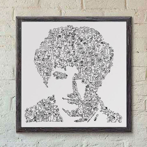 John Deacon print from Queen band. doodle artwork