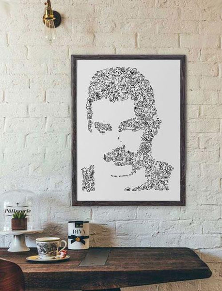 Freddie Mercury ink drawing by drawinside