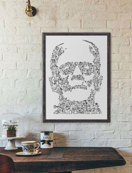 Frankenstein Monster doodle art drawing poster