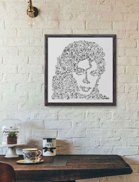 Michael jackson hand made ink drawing scribble