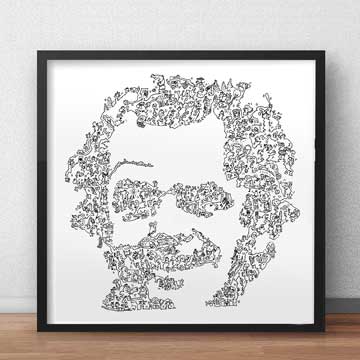Jack Nicholson portrait in ink and doodles