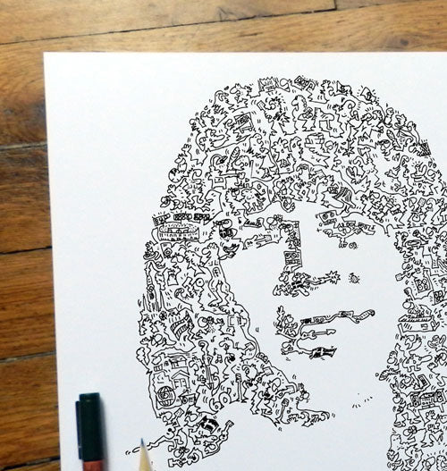 Bjorn Ulvaeus handmade drawing,featuring the guitarist of ABBA
