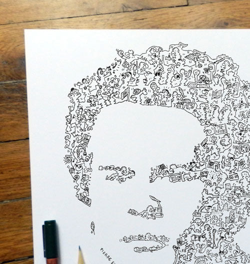 doodle biographical artwork about Art Garfunkel