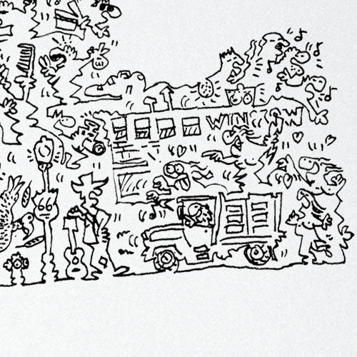 Glen Frey take it easy standing at the corner of winslow Arizona, drawing detail