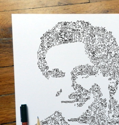 Robin Williams poster made of doodles
