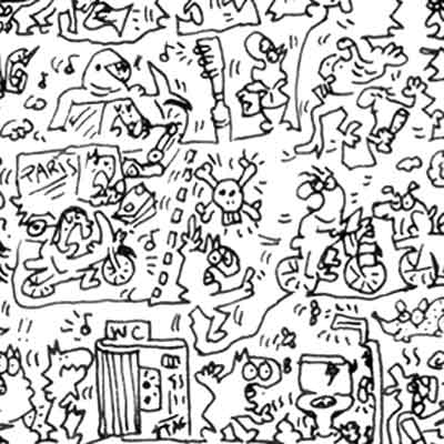 mean and rude people in paris doodle drawing detail