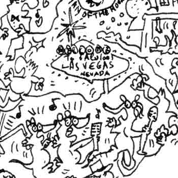 Dean Martin rat pack in las vegas drawing detail