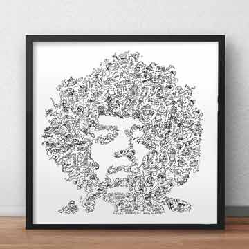 Jimi Hendrix art print drawinside