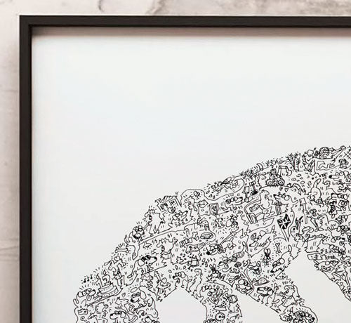 beagle doodle art print detail by drawinside