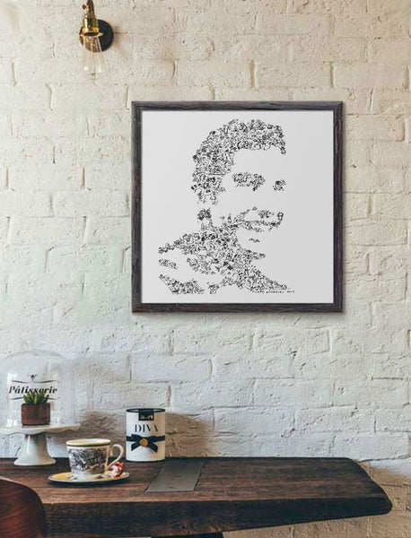 Marc Marquez doodle ink drawing poster