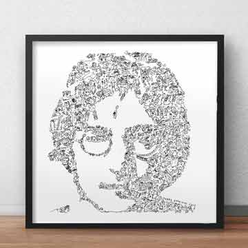John Lennon art ink drawing