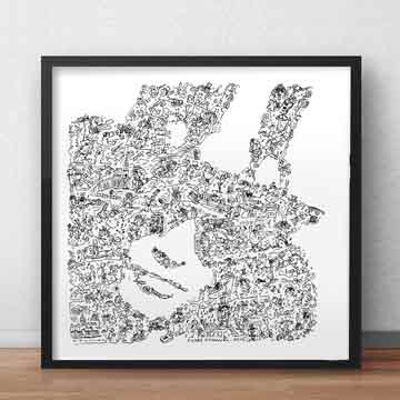 Slash art print ink drawing handmade