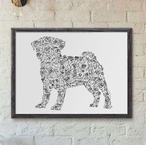 pug carlin black and white poster