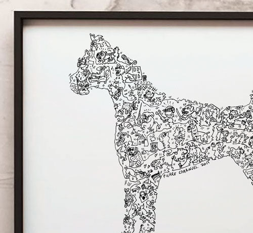 boxer dog breed doodle art by drawinside