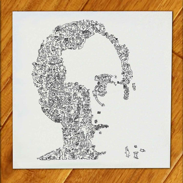 Keith Haring self portrait made of doodles by drawinside
