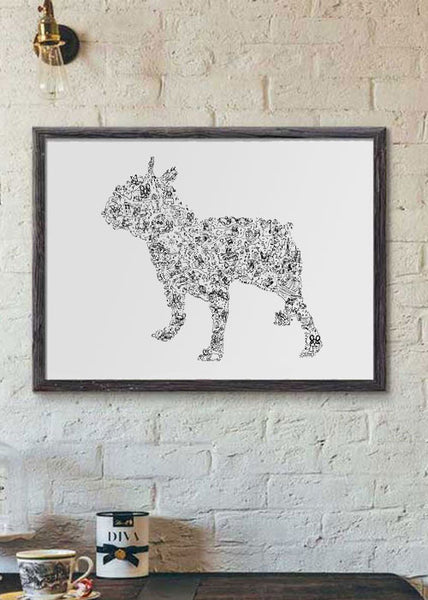 French Bulldog breed art poster