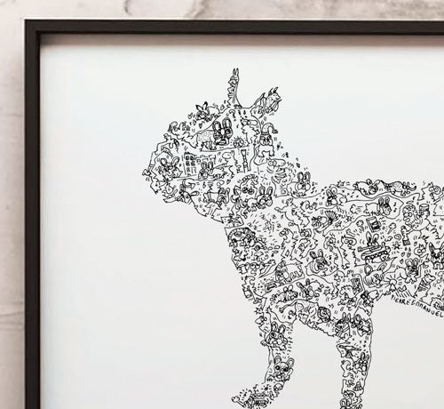 French Bulldog doodle art print