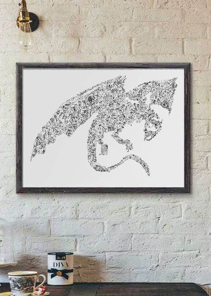 Dragon doodle art drawing poster