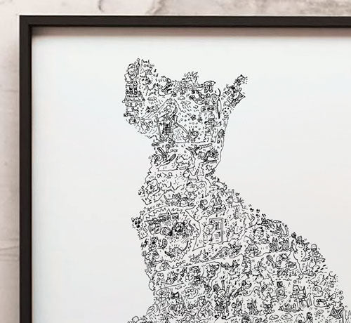 westie dog doodle art print by drawinside