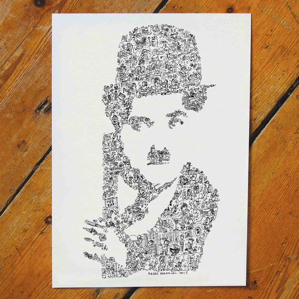 Charlie Chaplin doodle artwork hand drawn by drawinside