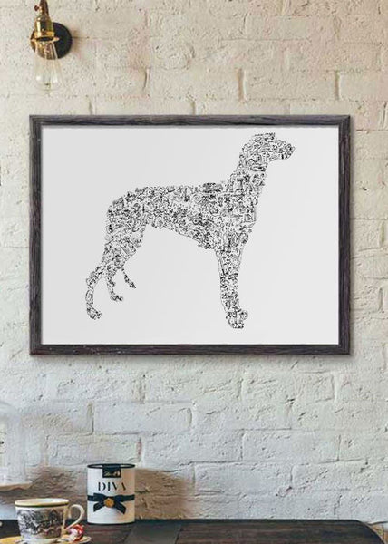 Greyhound dog breed gift black and white poster