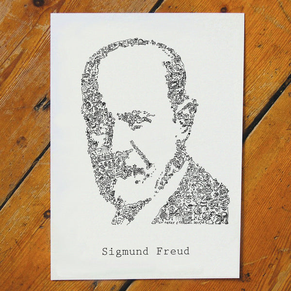 ink drawing of sigmund freud the psy with biography