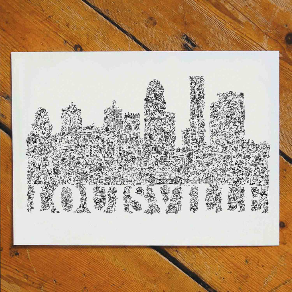 Louisville art print made of doodle and details about the kentucky city –  drawinside