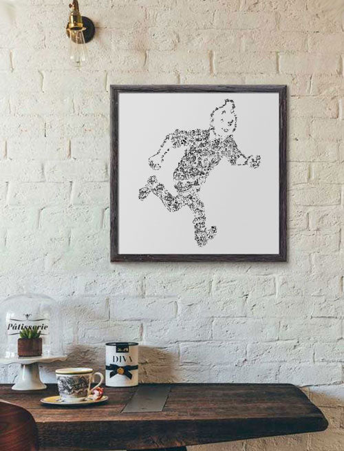 TINTIN コミックアート 木製フレーム Galrie The Adventures of Tintin Classic Comic Art Print Nostalgic