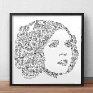 Princess Leia black and white print